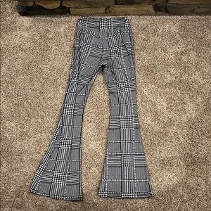 No Boundaries Black and White Checkered Flared Pants